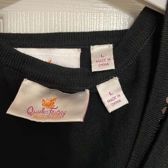QUACKER Factory SET sequin cardigan and shell set. NWT L Black - Picture 4 of 11